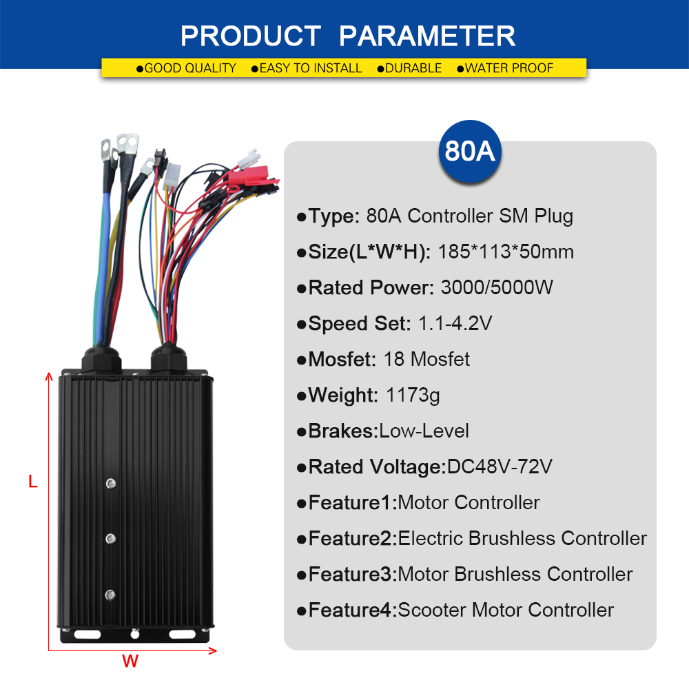 Sine Wave Controller 48V 72V 80A - وحدة تحكم سينوسية للدراجات الكهربائية 48