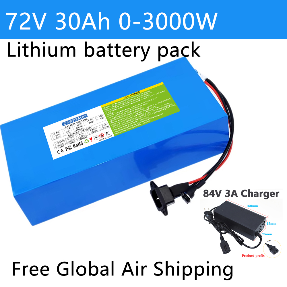 Electric Bicycle Battery 72V 30Ah - 72 فولت 12Ah-30Ah 18650 بطارية حزمة