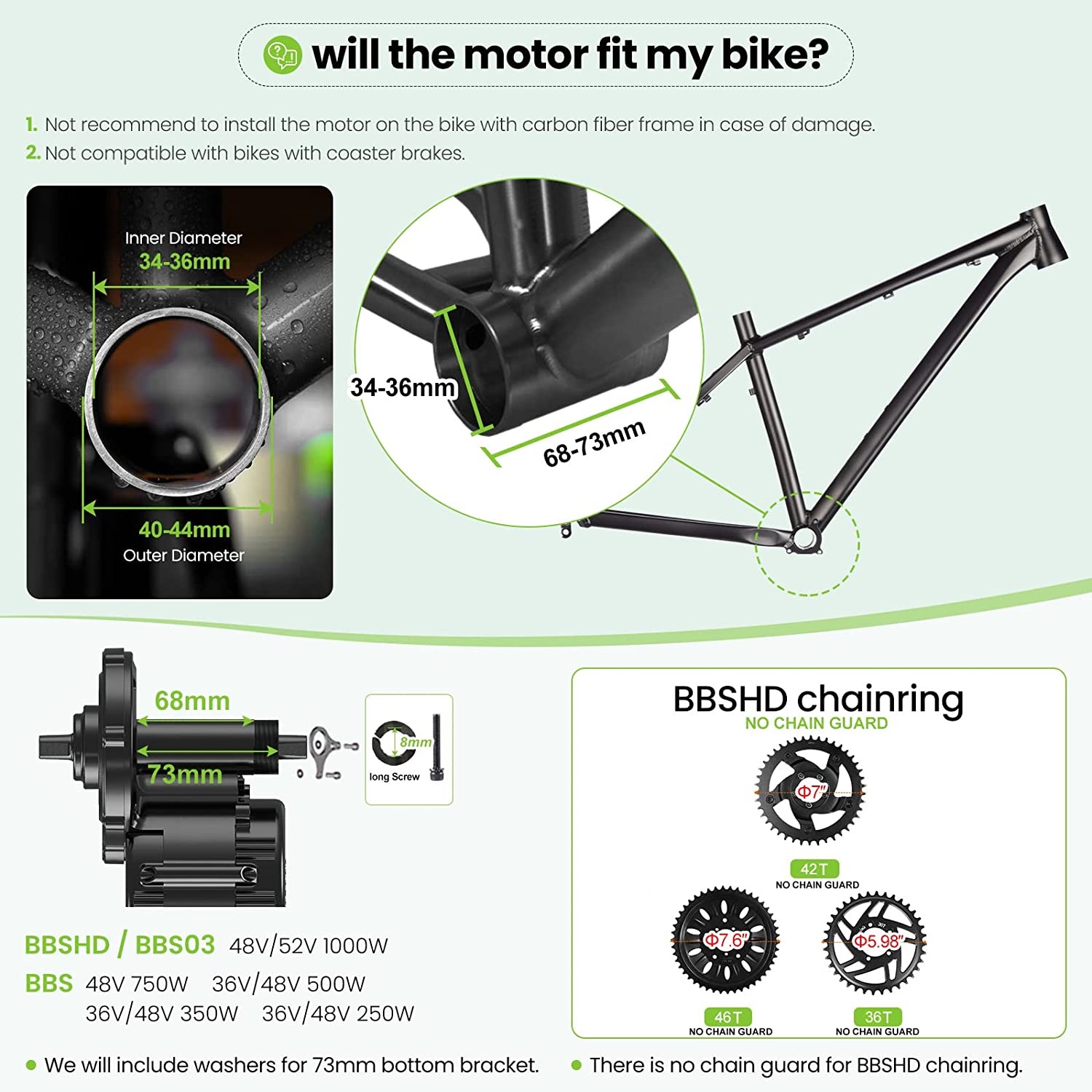 Bafang UART 48 فولت/52 فولت 10 - مراجعة Mid Drive Motor Kit 52V 1000W وسعره
