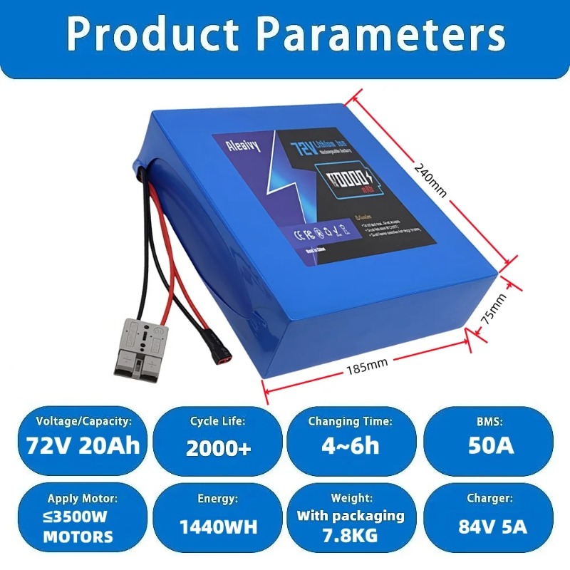 بطارية ليثيوم 72 فولت 20S4P 20 - مراجعة Electric Bicycle Battery 72V 30Ah وسعره